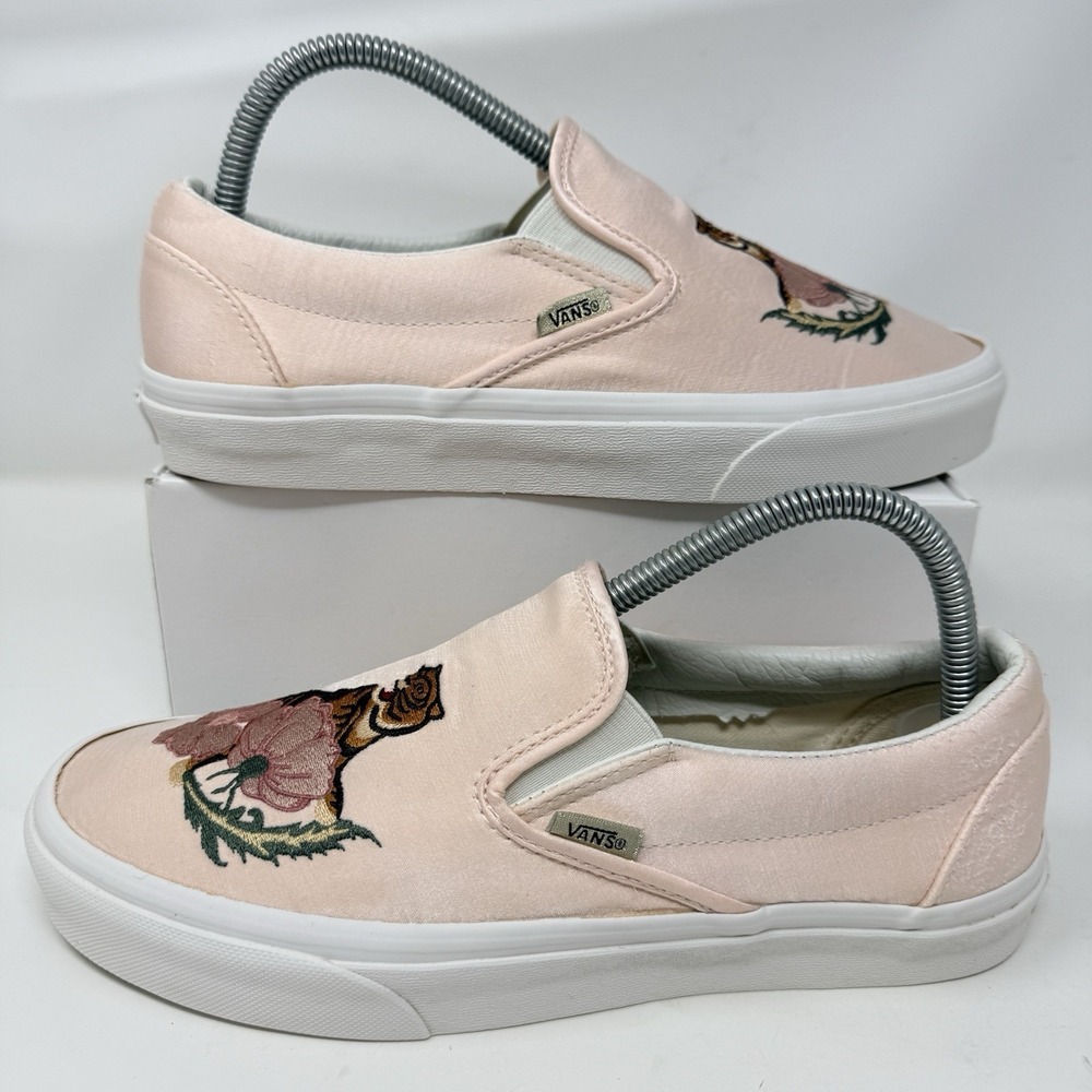 Vans California Souvenir Limited Edition Pink Satin Tiger Floral Shoes W9 M7.5